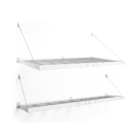 NEWAGE PRODUCTS Pro Series 4 ft. x 8 ft. Wall Mounted Steel Shelf and Pro Series 2 ft. x 8 ft. Wall Mounted Steel Shelf- White 40409